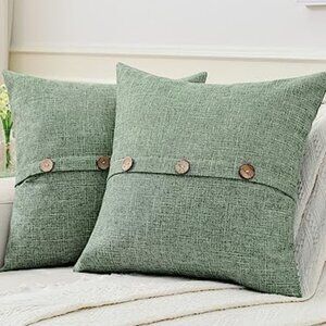 Linen Decorative Throw Pillow Covers 24x24 Inch Set of 2,